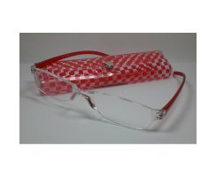 Einfache Lesebrille +1,0 rot rahmenlos mit PVC-Etui...