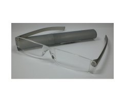 Randlose Lesebrille mit PVC- Hartbox grau Damen/Herren...