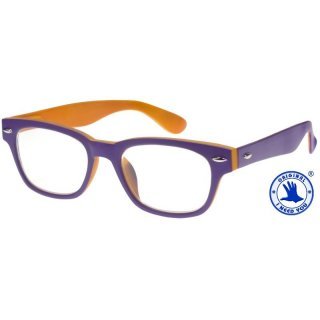 I NEED YOU Lesebrille +1,5 Woody1 Sel. Lesehilfe lila-orange fr Sie & Ihn Etui