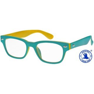 I NEED YOU Lesebrille +1,0 Woody2 Sel. Lesehilfe trkis-gelb fr Sie & Ihn Etui