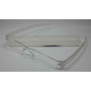 Randlose Lesebrille mit PVC- Hartbox transparent Damen/Herren Lesehilfe Action